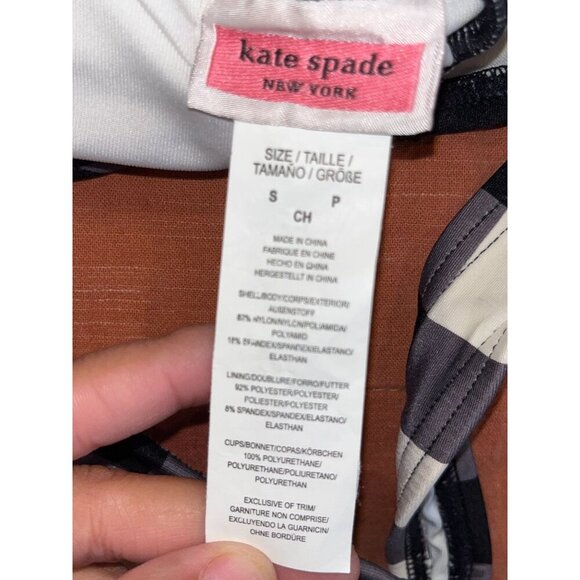 Kate Spade Black & White Bunny Gingham  One-Piece Women's Swimsuit Size S - Picture 5 of 5